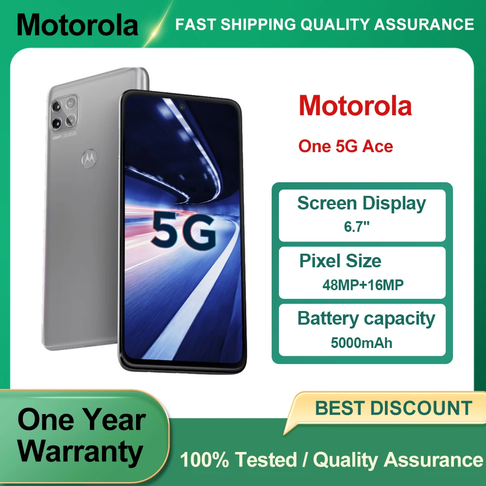 Motorola One 5G Ace XT2113 5G Smartphone CPU Qualcomm Snapdragon 750G 5G Screen 6.7 inches Fingerprint Android 10 used phone