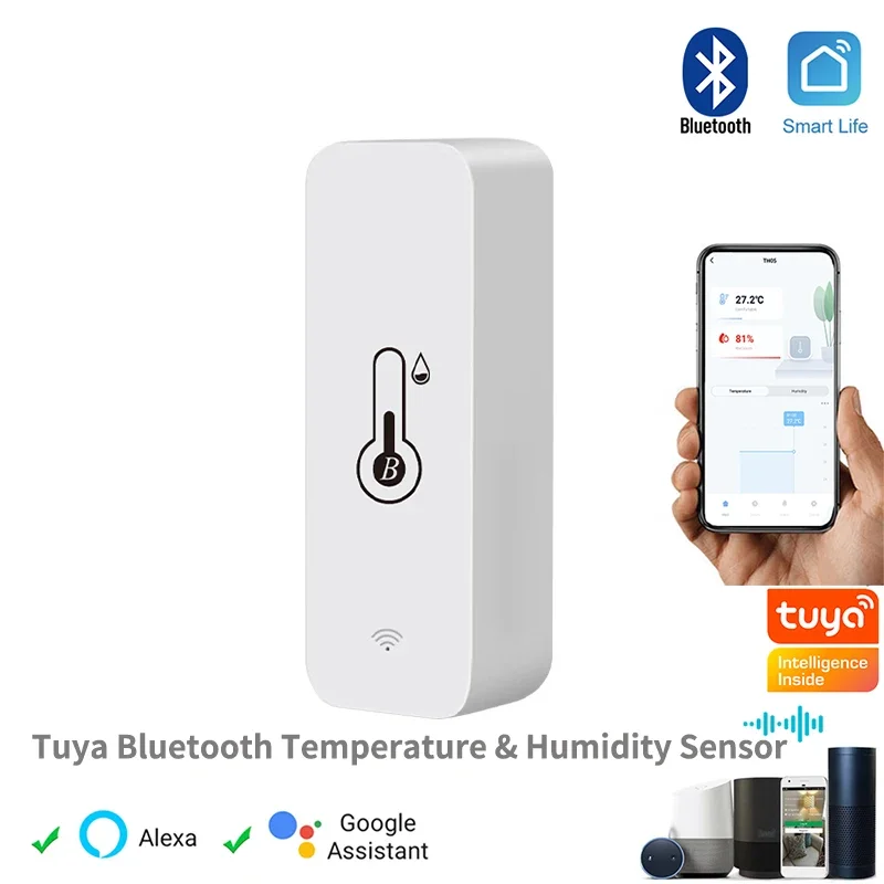 Tuya BT Smart Temperature Humidity Sensor Indoor Hygrometer Bluetooth-Compatible APP Remote Control Works With Alexa Google Home