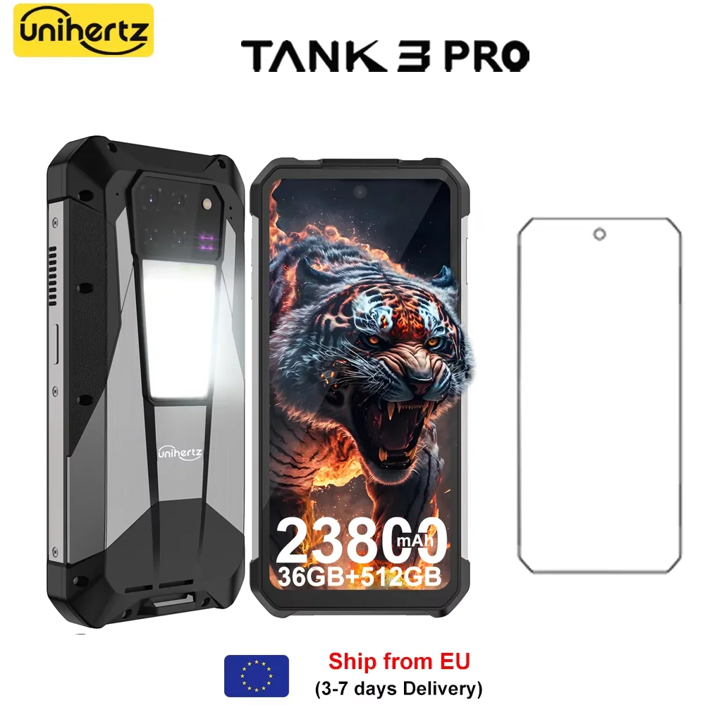 Unihertz 8849 Tank 3 Pro Smartphon 5G with 100 Lumens Projector Android 14 36GB+512GB 23800mAh Battery Waterproof WIFI 6 120Hz