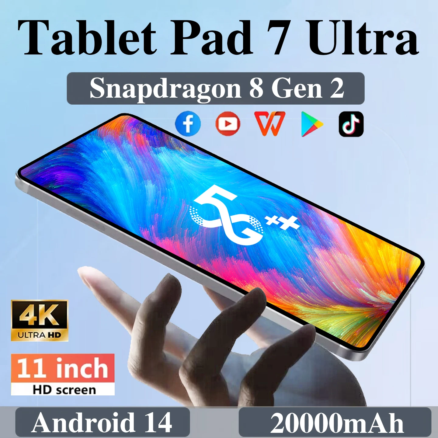 New Global Version Pad 7 Ultra Original Android 14 22GB 2TB Tablet Snapdragon 8 gen 2 GPS 5G WiFi HD 4K 20000mAh 11inc Tablet PC