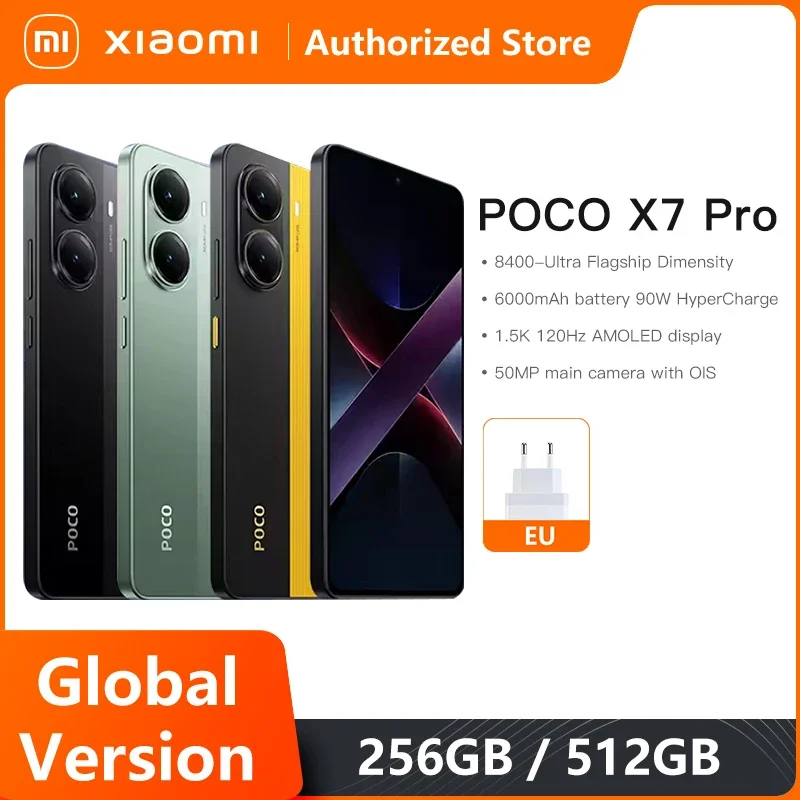 POCO X7 Pro 5G Global Version Smartphone Dimensity 8400-Ultra 6000mAh 90W Charge 50MP camera with OIS 120Hz NFC 6.67