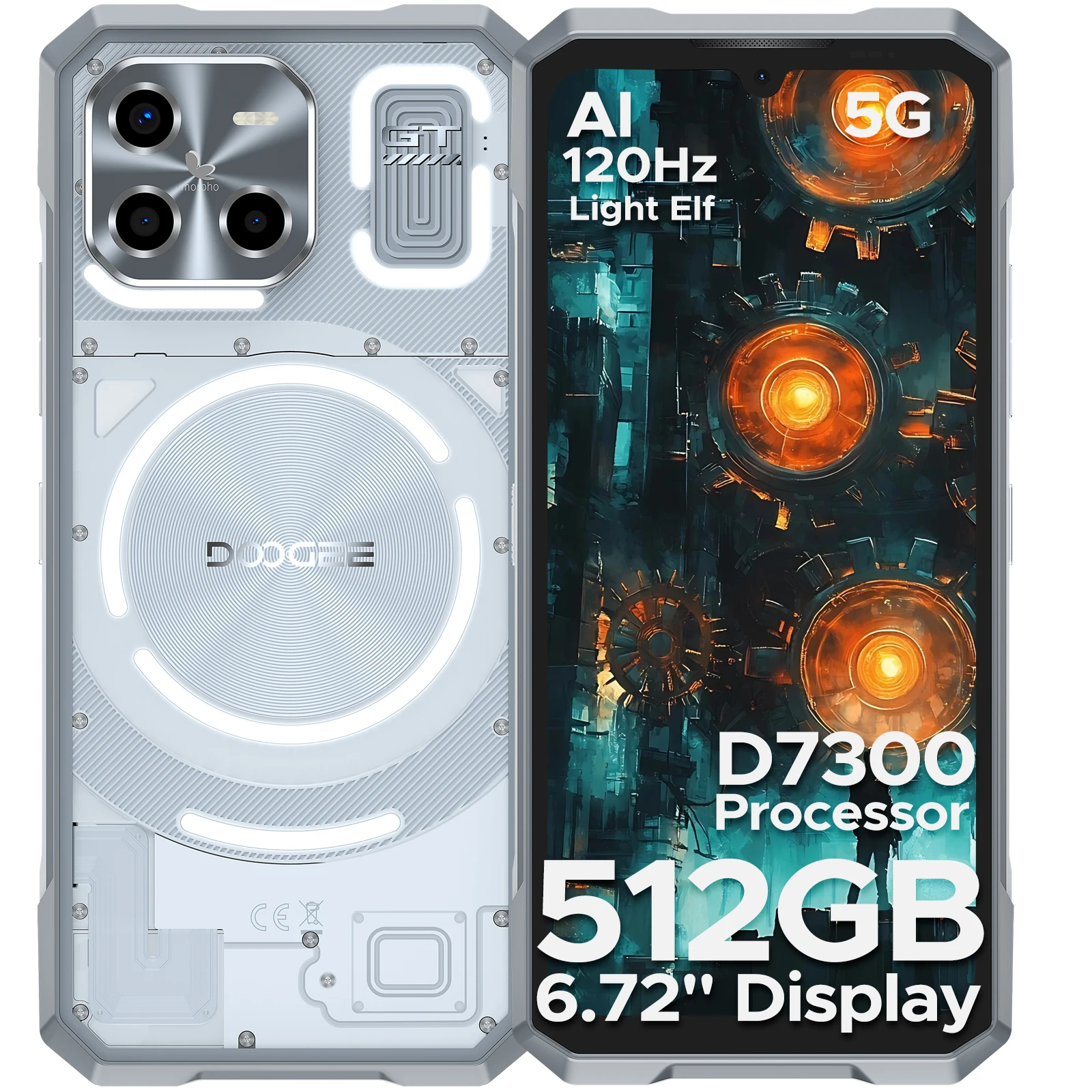 DOOGEE Blade GT Ultra 5G Rugged Phone LED Light Effect Dimensity 7300 6.72