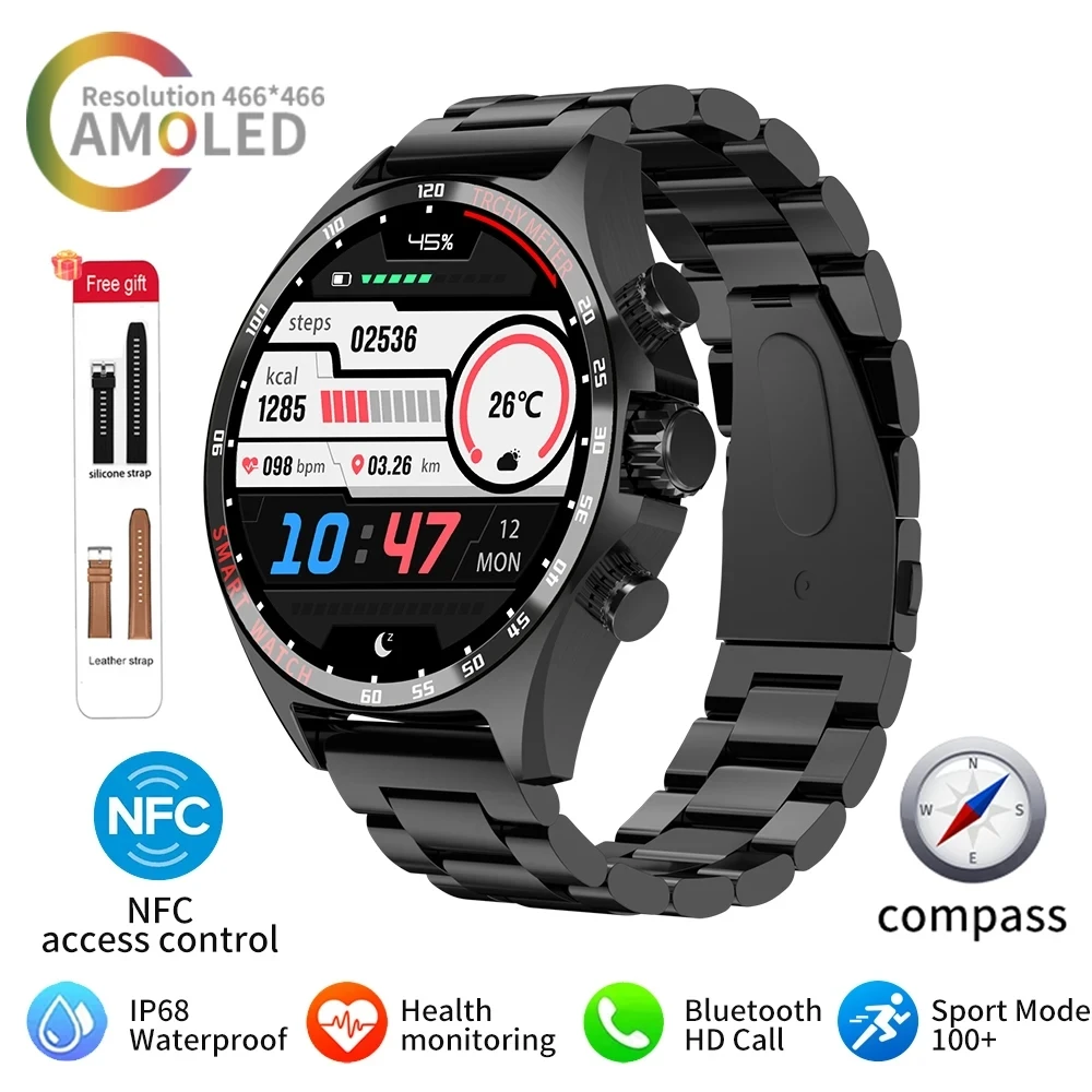 SK27 Smartwatch for Men Bluetooth Call Smart Watch NFC Waterproof Fitness Tracker Heart Rate Sport Outdoor Compass Mah 2024