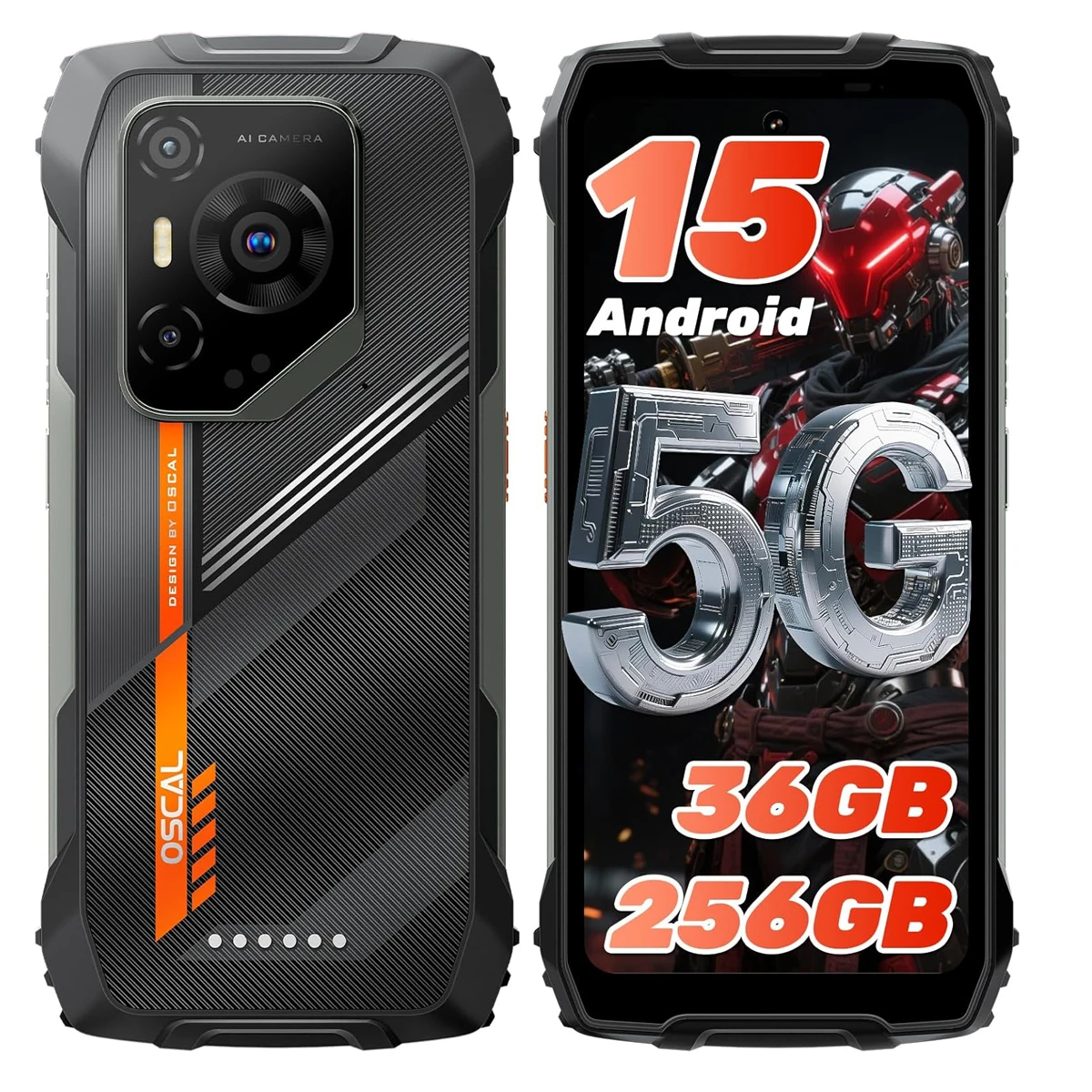 OSCAL PILOT 3 Rugged Phone, Android 15 Rugged Smartphone 5G Dimensity 6300, (12+24)GB RAM 256GB ROM ,6.78