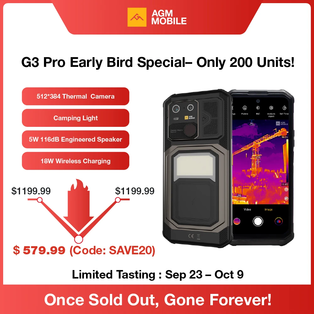 AGM G3 PRO 5G Rugged Phone 512GB ROM +24(12+12)GB RAM Thermal Imaging Camera Smartphone Android15 Fast Charge  Wireless Charging