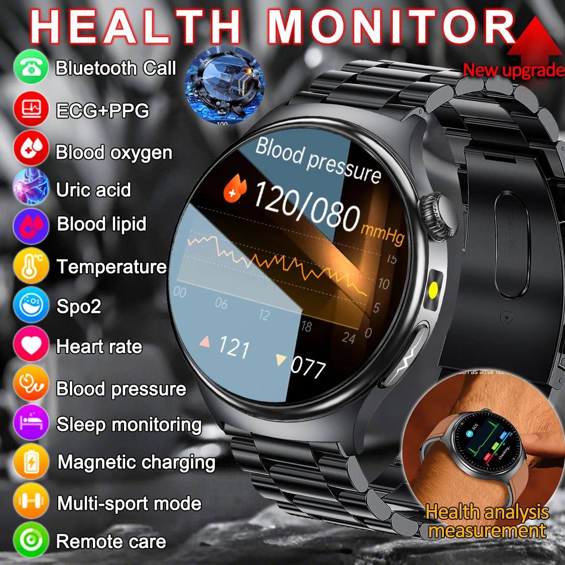 2026New Sapphire high-end Smart Watch ECG Health tracking Watch AMOLED Screen Call Custom dial Blood oxygen Pressure Smartwatch