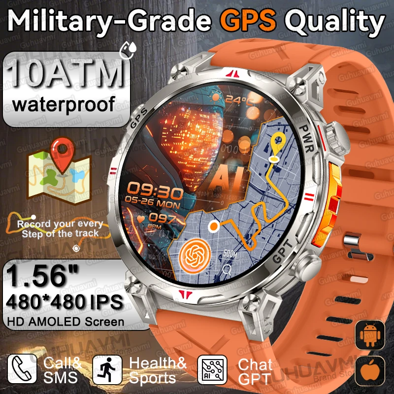 2025New T-Rex 3 Ultra Original Military-Grade GPS Smart Watches Men Sport Tactics Compass BT Call Waterproof Swim Smart Bracelet