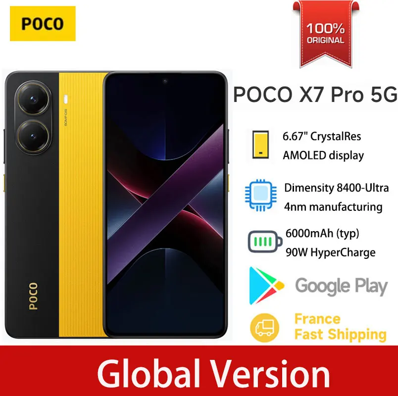 Global Version POCO X7 Pro 5G Smartphone Dimensity 8400-Ultra 90W 6000mAh Battery 6.67