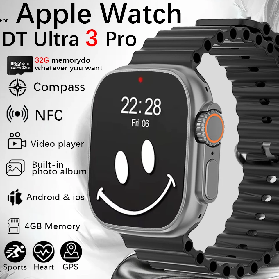New ULtra 3 Smartwatch Amoled Screen 4GB MP3 MP4 Player Bluetooth Network Sharing APP Store ChatGPT Smart AI Watch Man Fashion