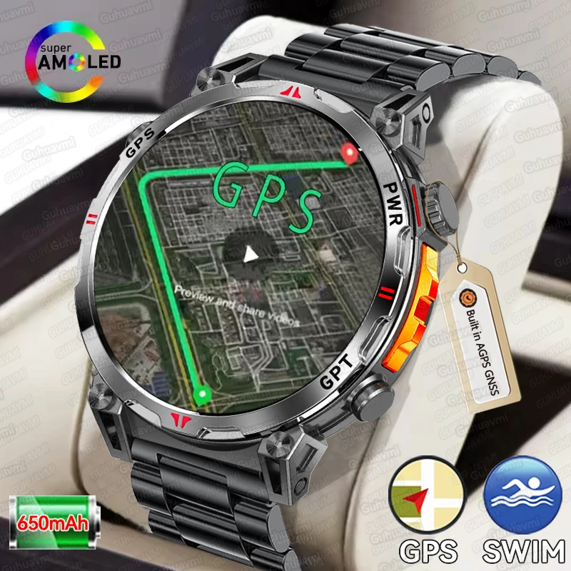 2025 Military Built in AGPS GNSS Smart Watch For Men 1.56