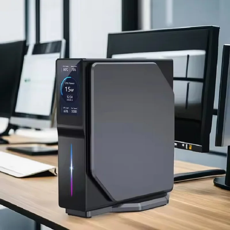 Intel 12th Gen Alder Lake N150 Mini PC M.2 NVMe SSD Mini Computer Gaming Computer LCD Screen Vertical Mini Tower