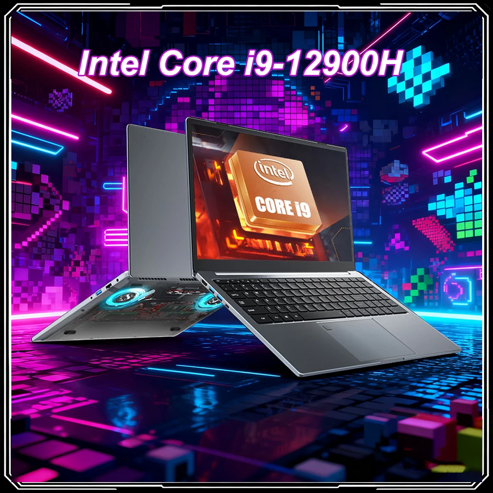 15.6 Inch Laptop Intel Core i9-12900H Windows 11 Por 2*DDR4 2*M.2 SSD Ultrabook Gaming Office Notebook Fingerprint Unlock WIFI5