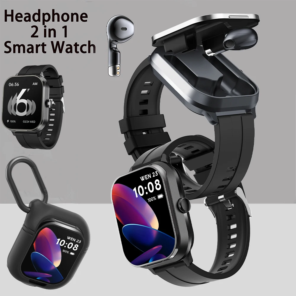 GEJIAN 2025 New NFC Smart Watch TWS 2-in-1 Bluetooth Earphones Health Monitoring Bluetooth Call Waterproof Fitness Smartwatches