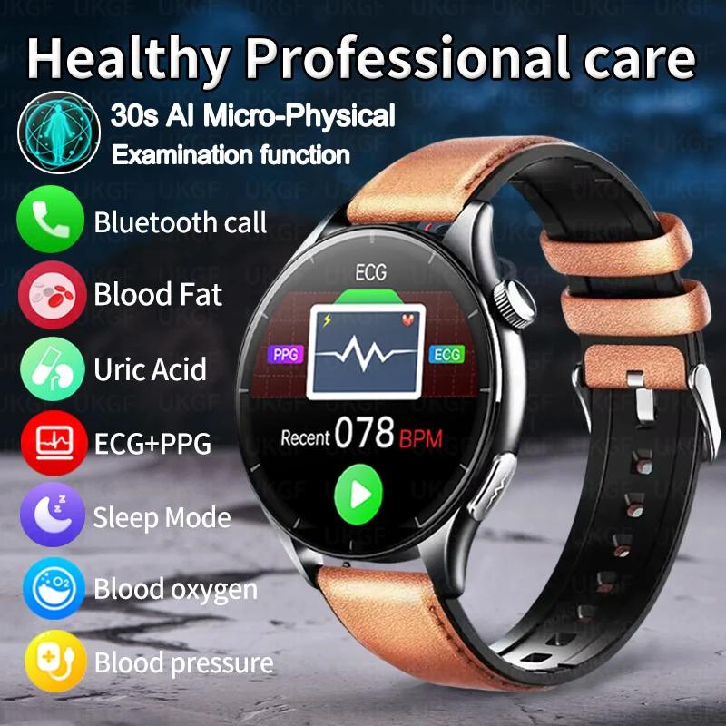 2025 New Health Trackr Uric Acid Blood lipids Smart Watch Blood Pressure ECG+PPG Clock Body Analysis Smartwatchs Men For XIAOMI