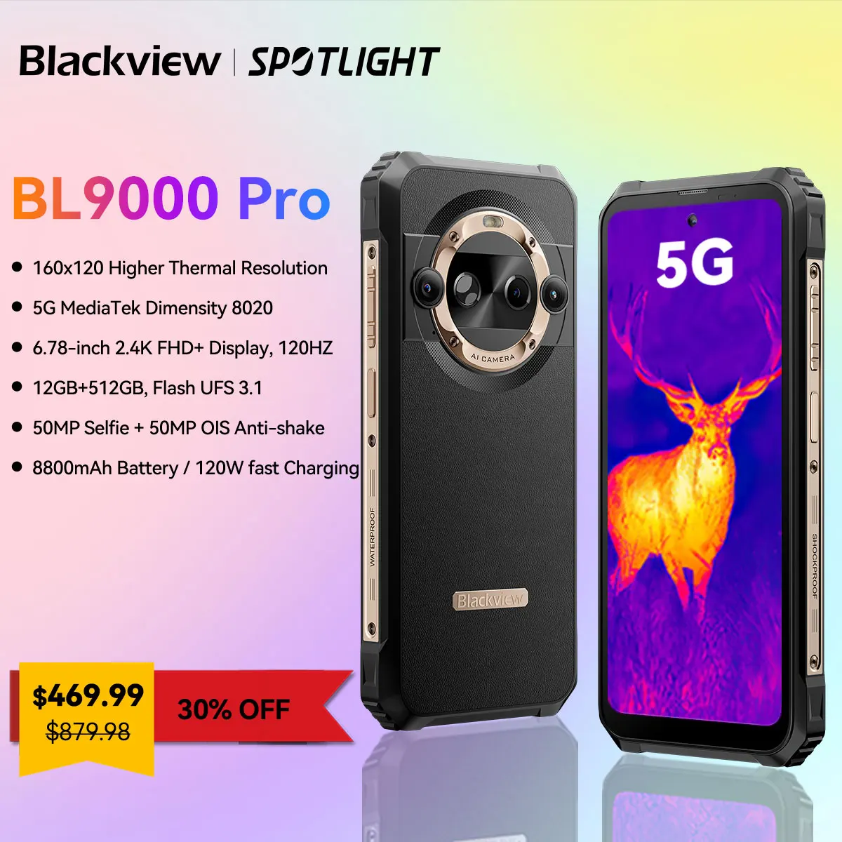 [World Premiere] Blackview BL9000 PRO 5G Rugged Phone 6.78” FHD 12GB RAM 512GB 50MP Camera FLIR 8800mAh Battery Android 14