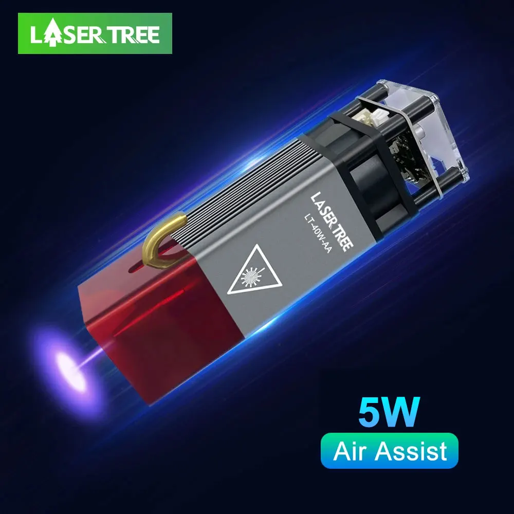 LASER TREE 5W Laser Module with Air Assist 10W High Power TTL Blue Light Laser Head for DIY CNC Laser Engraving Cutting Machine