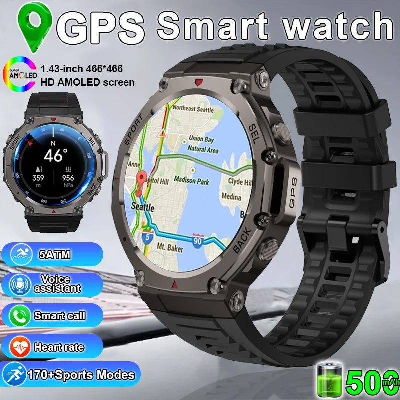 2025 New For Xiaomi IOS Outdoor Smart watch GPS Bluetooth Call 10ATM Waterproof Navigation Tracker men Sports Fitness Smartwatch