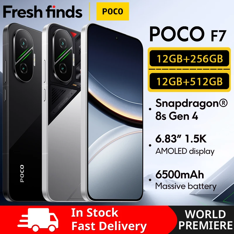 【World Premiere】POCO F7 5G Global Version Snapdragon® 8s Gen 4 NFC 6.83 1.5K AMOLED Display 50MP Camera OIS 6500mAh Smartphone
