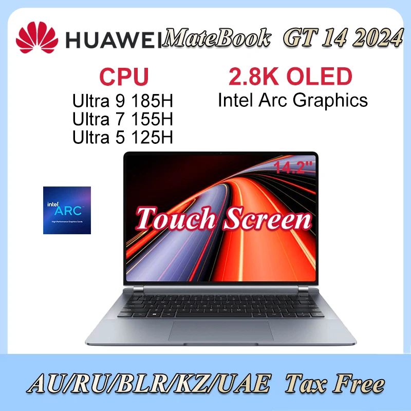 HUAWEI MateBook GT 14 Laptop 2024 Ultra 9-185H/Ultra 7-155/Ultra 5-125 Notebook 14.2-inch 2.8K OLED Touchscreen 140W AI 3D