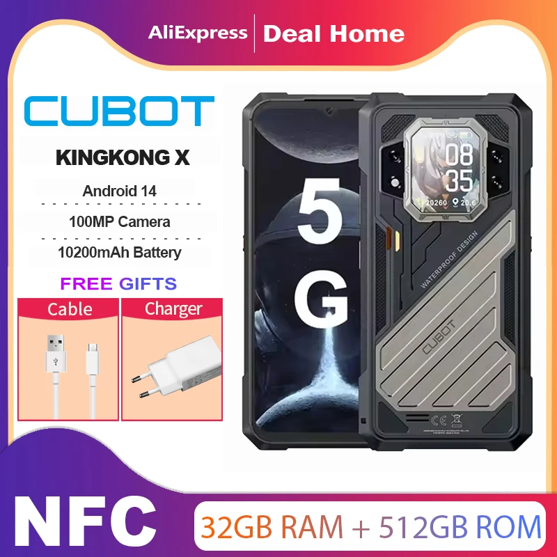 Cubot Kingkong X, 5g Smartphone, 32Gb Ram (16Gb + 16Gb Extended), 256/512Gb Rom, 10200 Mah, 6.583