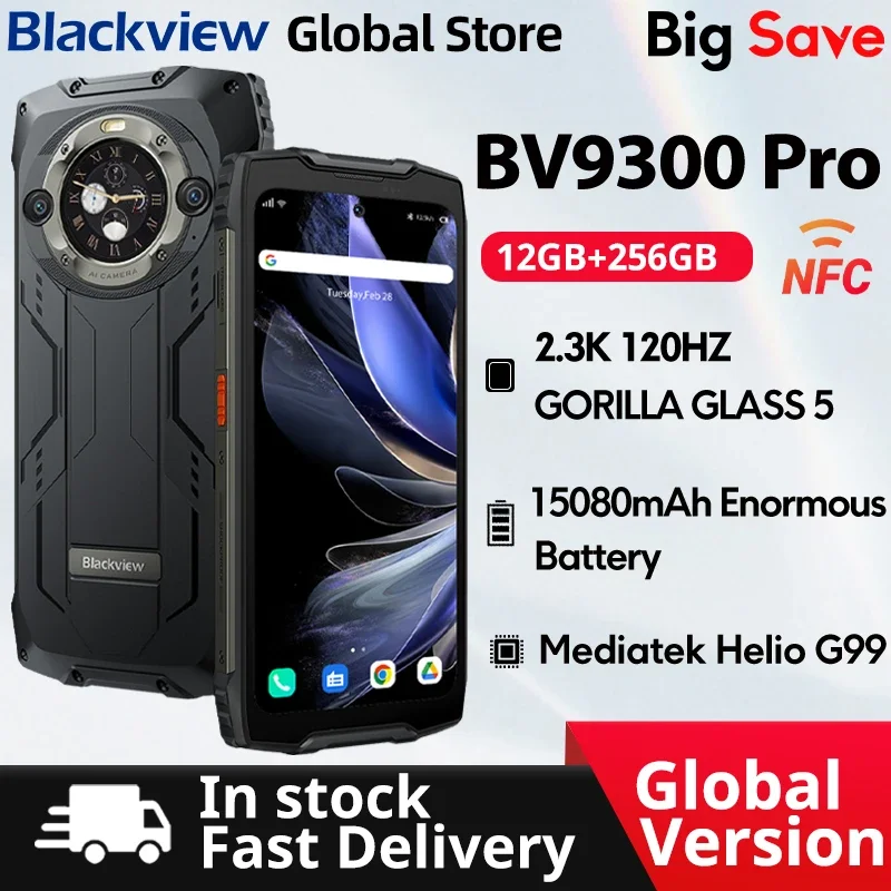 Blackview BV9300 Pro Rugged Phone  6.7” 120Hz Display Smartphone With Dual Screen 12GB 256GB 15080mAh 64MP Android 14 Cellphone