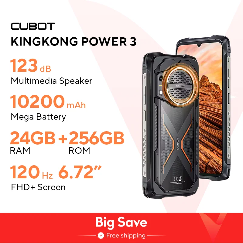 Cubot KingKong Power 3, Rugged Smartphone Android, 123dB Speaker, Helio G99,120Hz 6.72