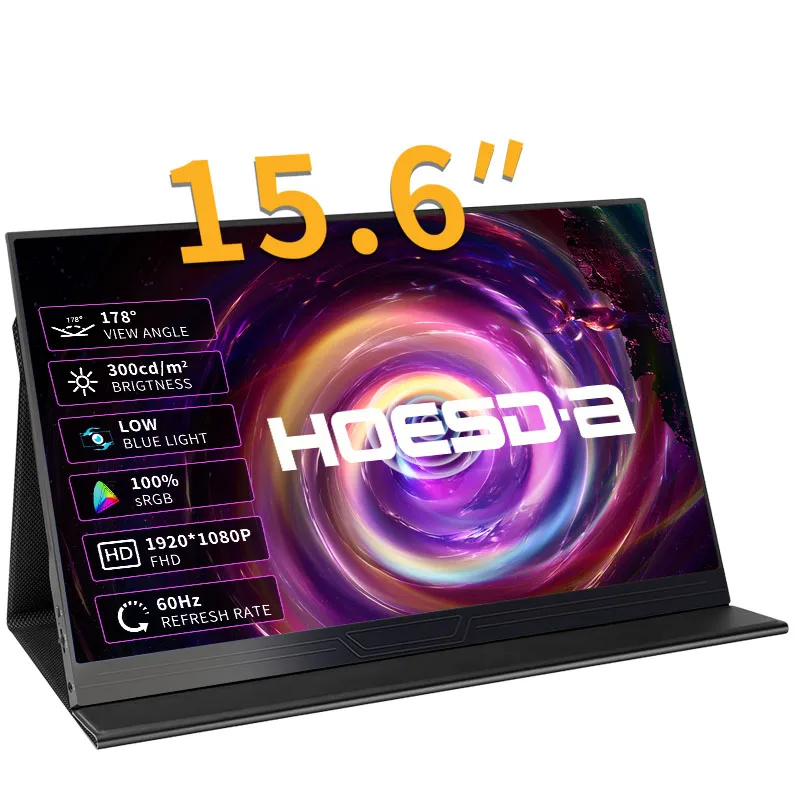 HOESD.a 15.6 inch Gaming Monitor Portable Screen 1080P 300cd/m2 Extended Display for Laptop Phone Switch Xbox PS4/5 PC Mini PC