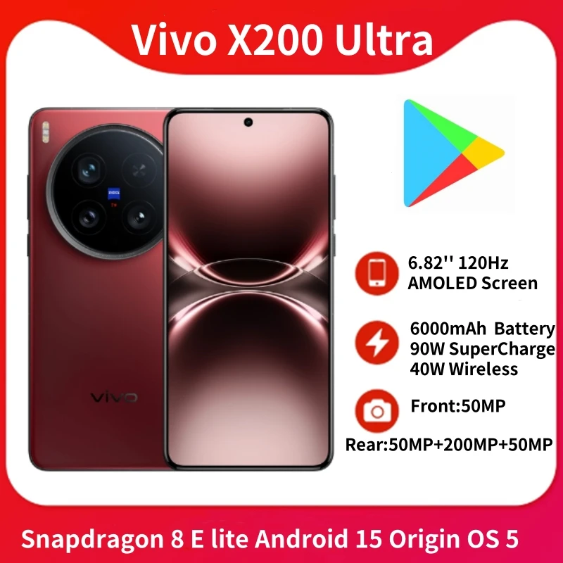 Vivo X200 Ultra 5G Smart Phone 6.82” 120Hz AMOLED Screen Snapdragon 8 Elite 6000mAh Battery 90W SuperCharge Android 15 OriginOS