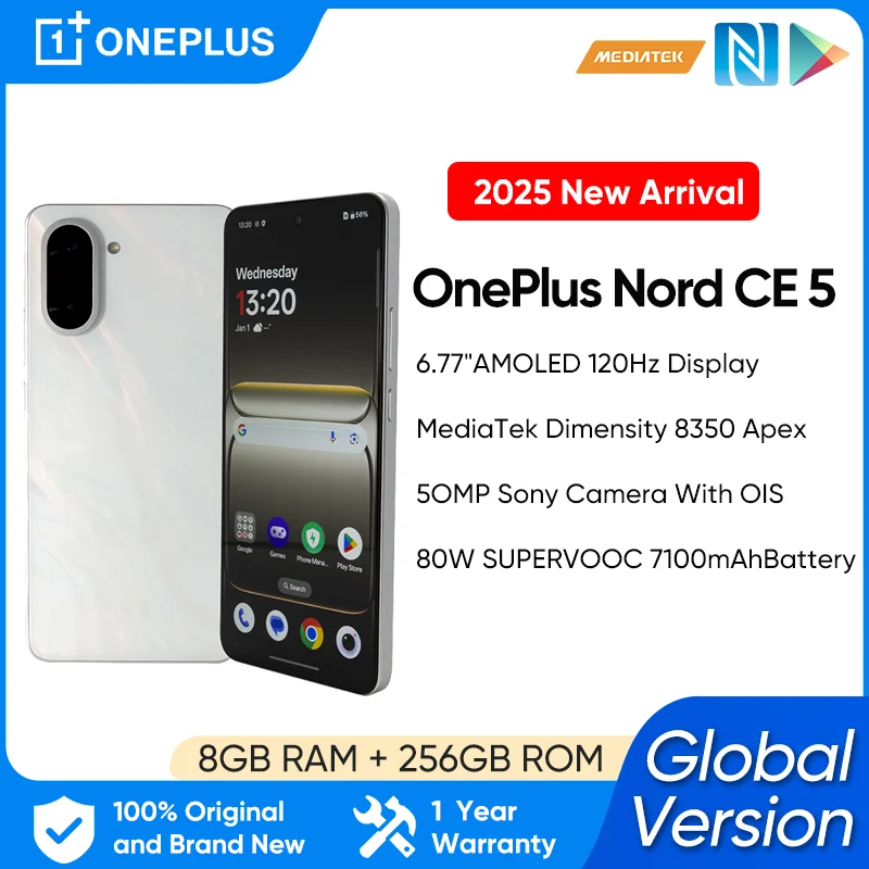 OnePlus Nord CE 5 8GB 256GB smartphone android 5g MediaTek Dimensity 8350 Apex 7100mAh Battery 50MP Global Version
