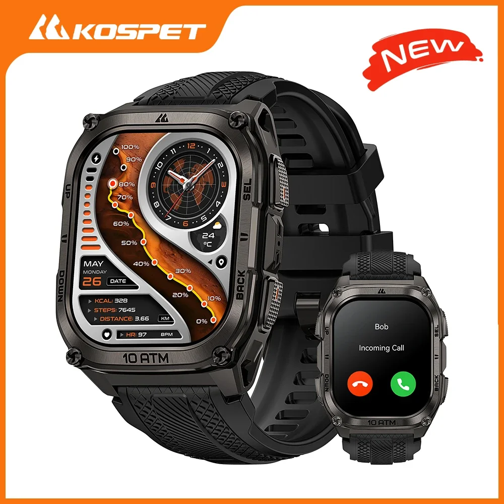 KOSPET TANK M4 Smart Watch for Men GPS Dual-Band 32GB Offline Map 10ATM IP69K Waterproof Walkie-Talkie 500mAh 6-Axis Gyroscope