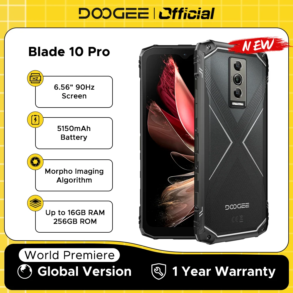 Global Version DOOGEE Blade10 Pro Rugged Phone Android 14 6GB+256GB Octa Core 6.56