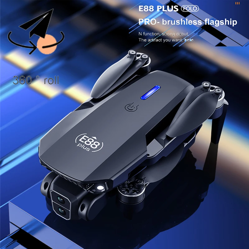 New 360° Rotation E88 Plus WIFI FPV Drone Wide Angle HD 4K Camera Height Hold RC Foldable Quadcopter Dron Helicopter Toys Gift