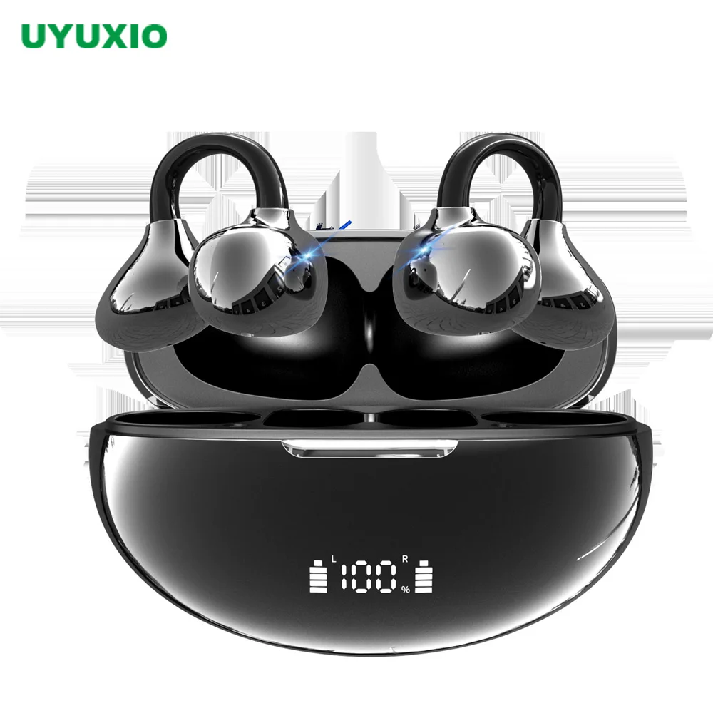 UYUXIO BT 5.4 Clip on Wireless Earbuds 72H Play Time Long-Battery Life Headphone OWS Open Ear Waterproof Earphone for Sport