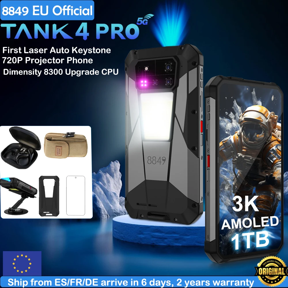 8849 Tank 4 Pro Unihertz 5G AI Rugged Projector Smartphone 1TB+36G Dimensity 8300 AMOLED 3K  Android 14 6.78”120HZ  11600mAh