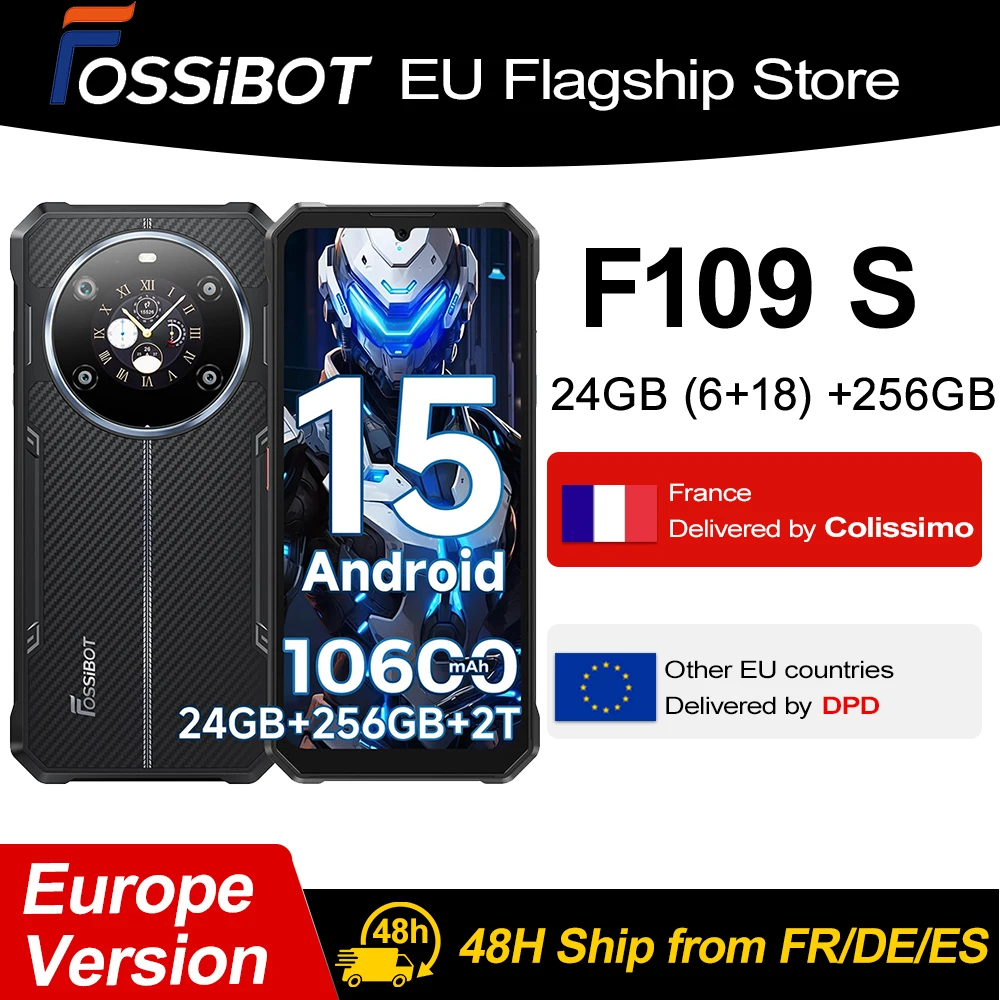 FOSSIBOT F109 S 24GB(6+18) + 256GB Rugged Smartphone 10600mAh 6.745