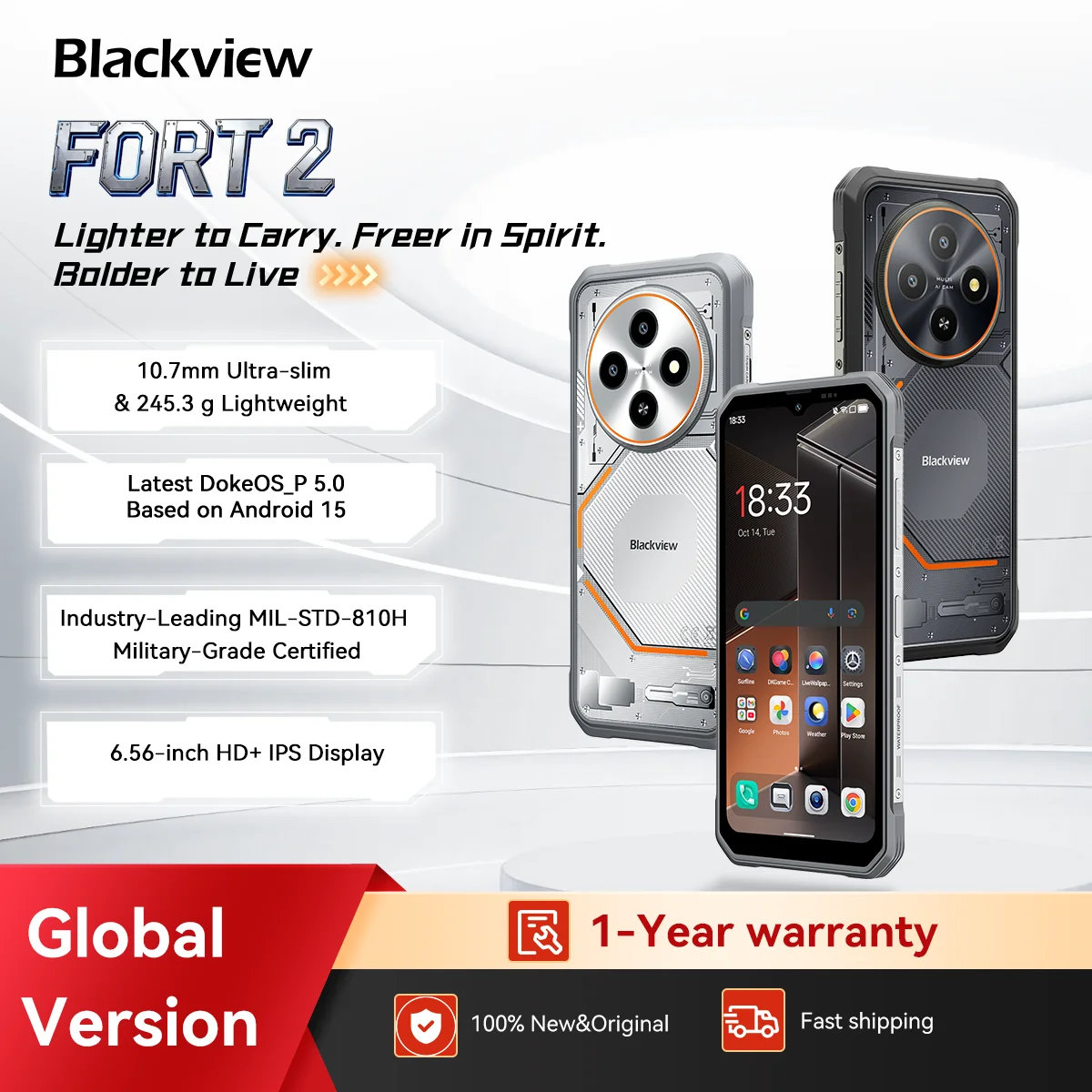 Blackview FORT 2 Smartphone, 6.56