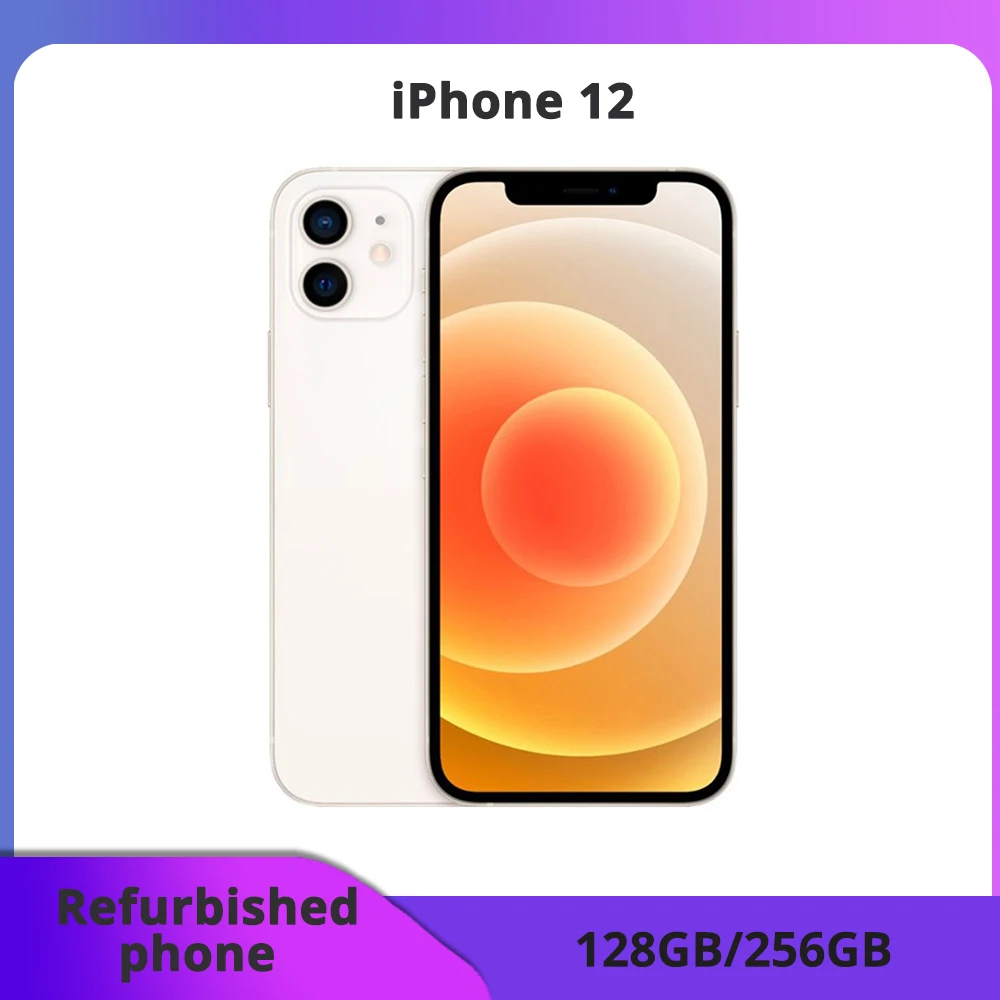 Refurbished phone Apple iPhone 12 Face ID 6.1 4G RAM 128GB/256GB ROM Smartphone Ole Screen Bionic Chip duel excellent condition