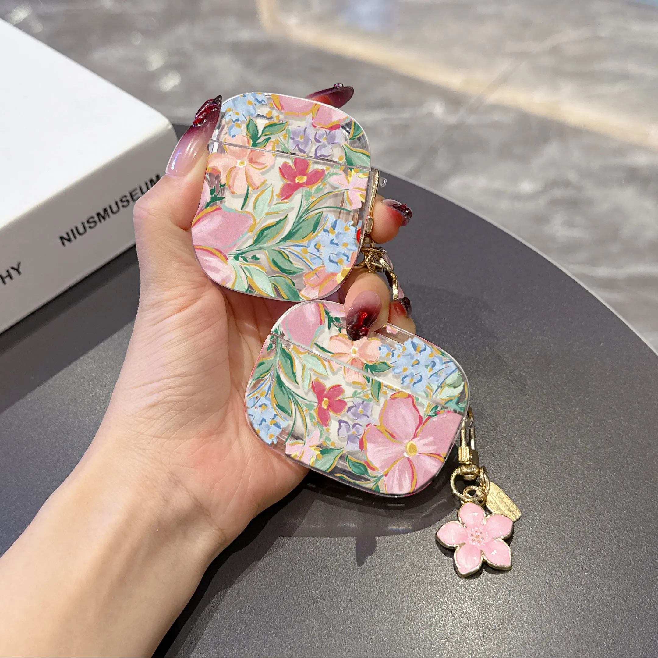 Bluetooth Earphone Case Bag For AirPods 4 Pro2 Flower Cases for Apple AirPods 1 2 3 Pro 2nd Protector Cover Hook