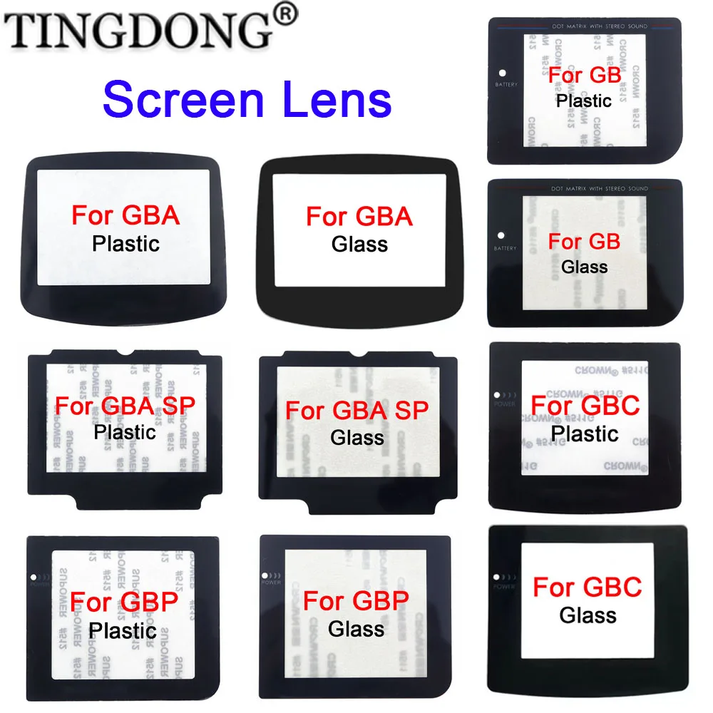 1-10pcs Plastic Glass Screen Lens For GB GBA SP GBC GBP GBA Lens Cover Protector W/ Adhensive