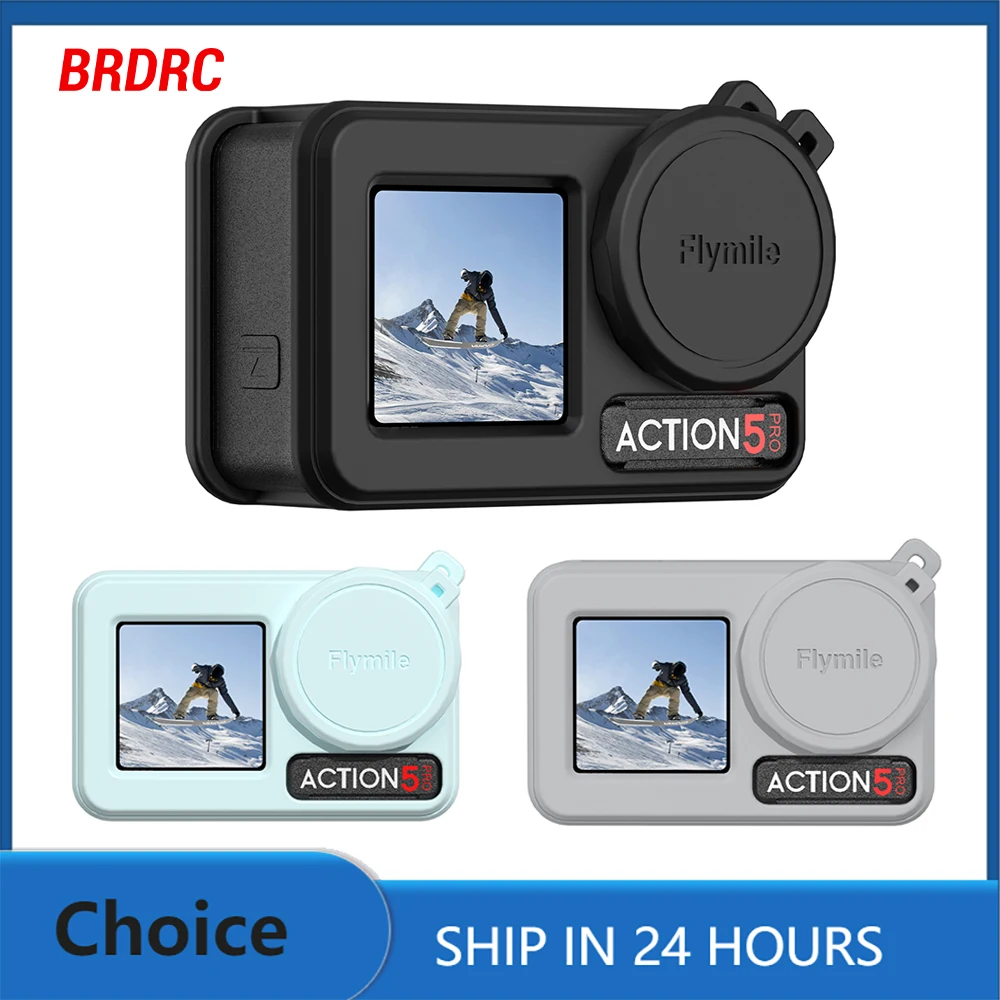 Flymile Silicone Case for DJI Action 5 Pro Sports Camera Body Cover With Lens Cap Silicone Rubber Protector Accssory