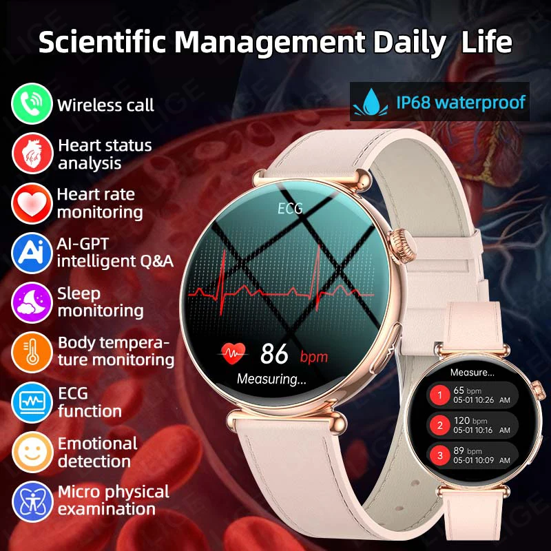Original LIGE New Smart Watch Long Battery HD Full-touch Screen Waterproof Mulitiple Sports modes Fitness Smartwatch For women