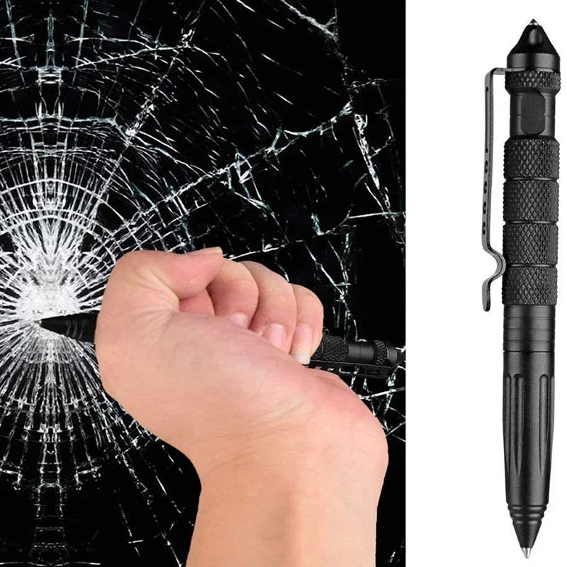 Outdoor Multi-functional Metal Tactical Pen  Anti-slip Emergency Glass Breaking Window Cone Survival Self-defense Pen