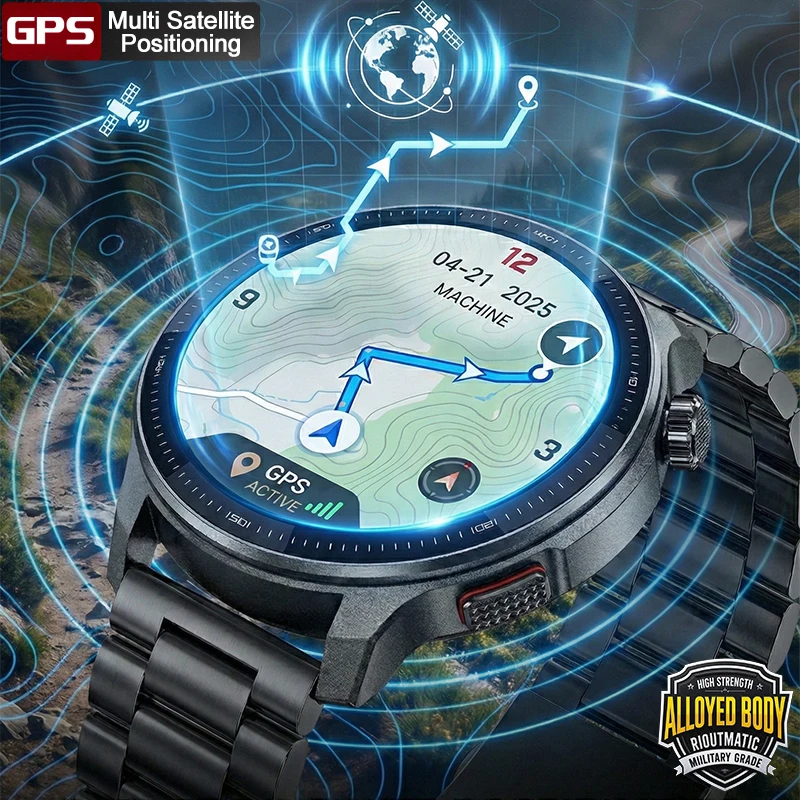 New GPS Offline Maps Smart Watch Men Memory 3D Menu Styles TWS MP3&MP4 Player 1.43