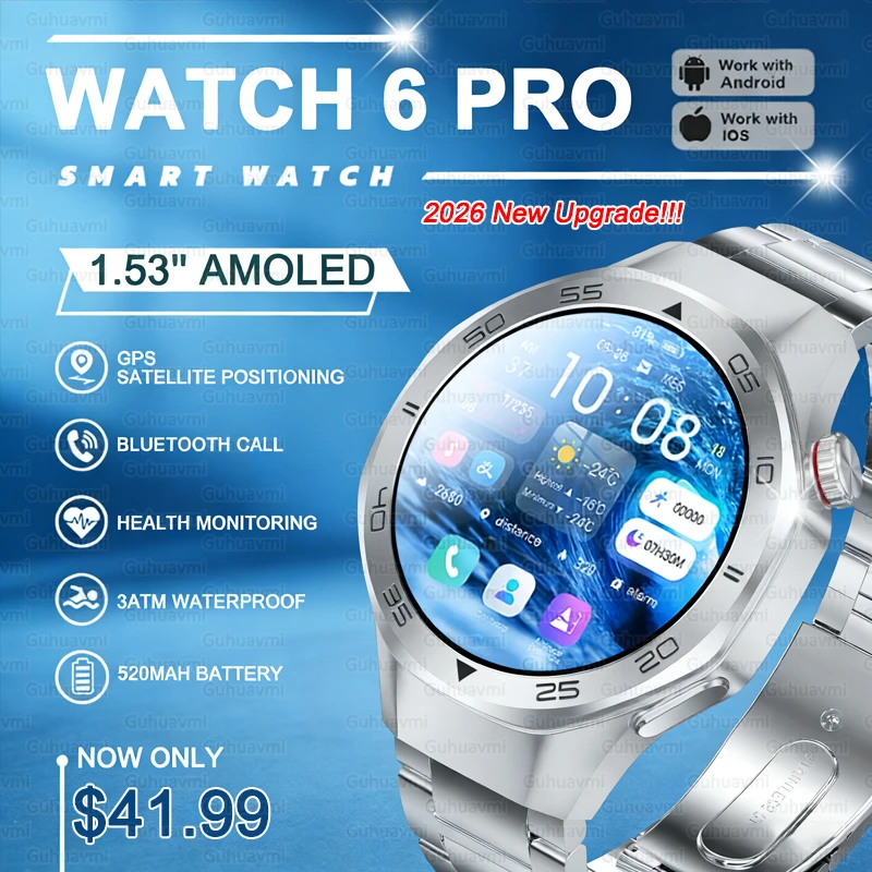 2026 New WATCH6 PRO Smart Watch Men 1.53