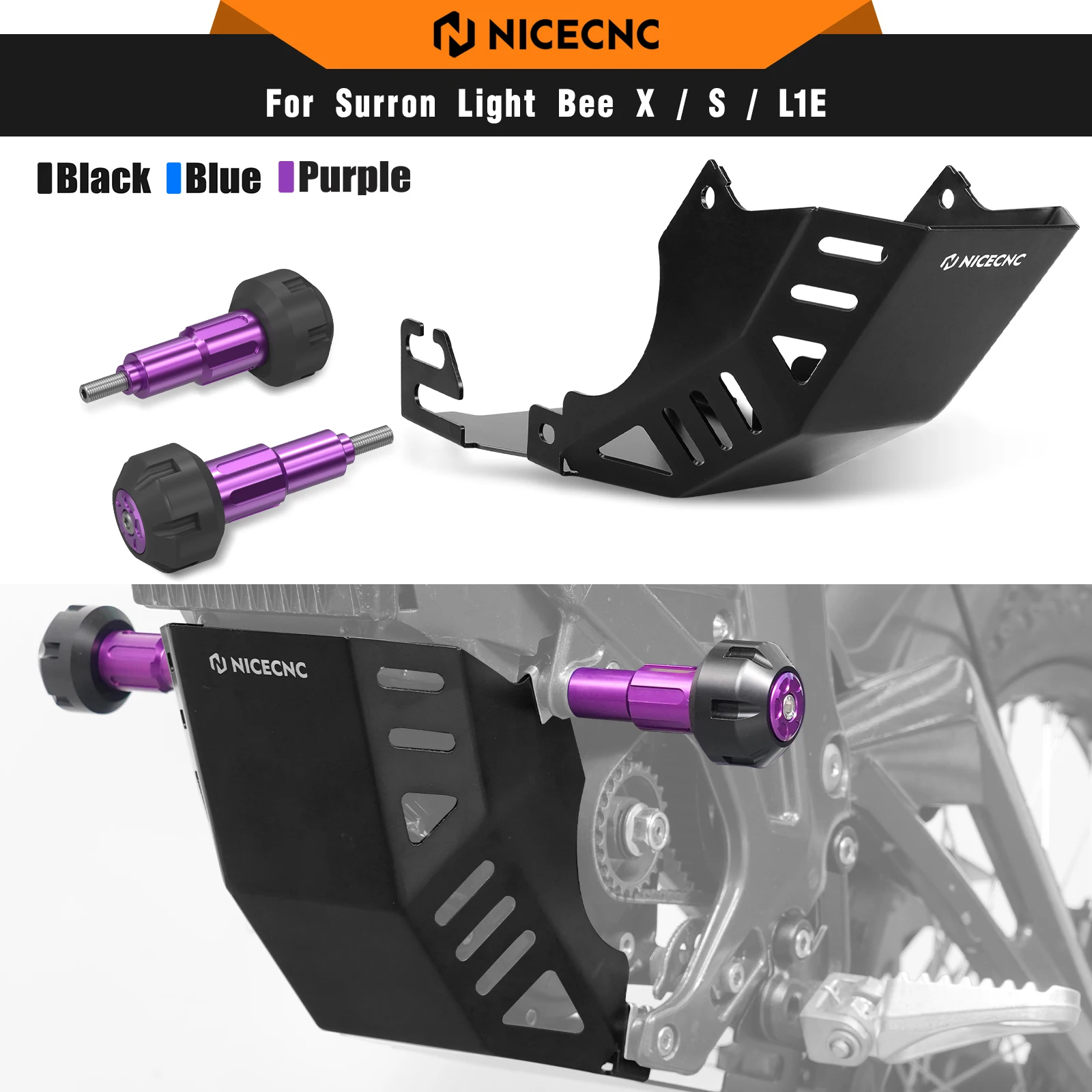 NICECNC For Surron Light Bee X S L1E Electric Dirt Bike Frame Sliders Crash Protector Engine Chassis Guard For Segway X160 X260