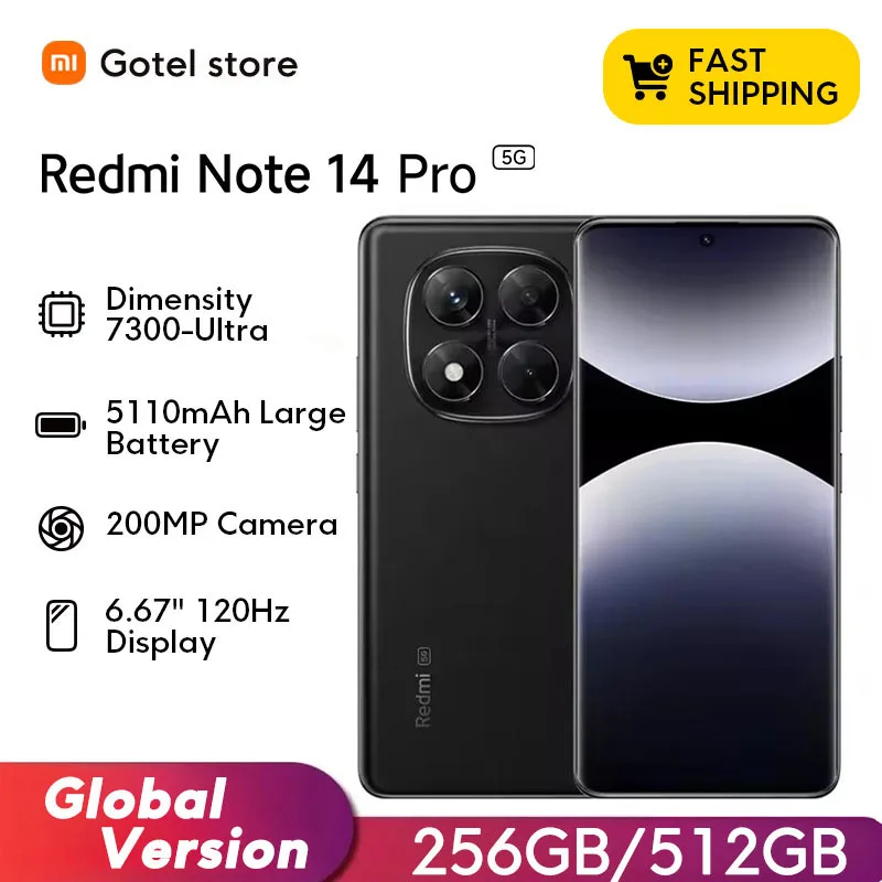 Xiaomi Redmi Note 14 Pro 5G Smartphone MediaTek Dimensity 7300-Ultra NFC 200MP AI camera 1.5K 120Hz AMOLED Display IP68