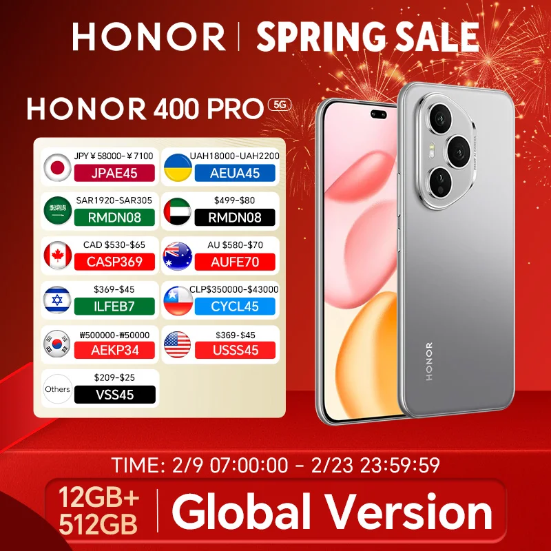 2025 New HONOR 400 Pro Global Version 5G Smartphone 200MP Camera Snapdragon 8 Gen 3 6.7” AMOLED Screen 100W Wired 50W Wireless