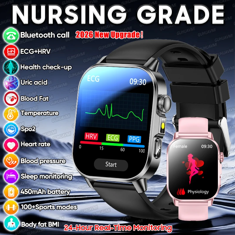 2026 New ECG+PPG Healthy Diagnose Smart Watch Men Body analysis Blood Pressure Lipid Uric Acid Women’s Health Tracker Smartwatch