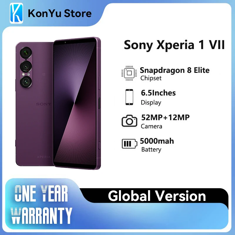 Sony Xperia 1 VII 5G New & Original 120Hz XQ-FS72/B2 52+12MPSnapdragon 8 Elite  6.5” FHD+HDR OLED Display 5000mAh Android