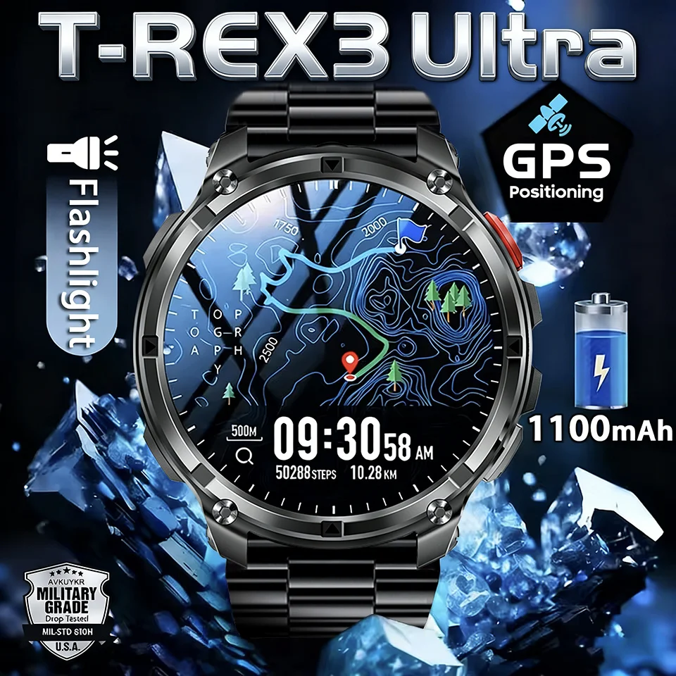 2026 New T-Rex3 Ultra 1100mAh Super Capacity Battery Adult Men Smart Watch 1.7